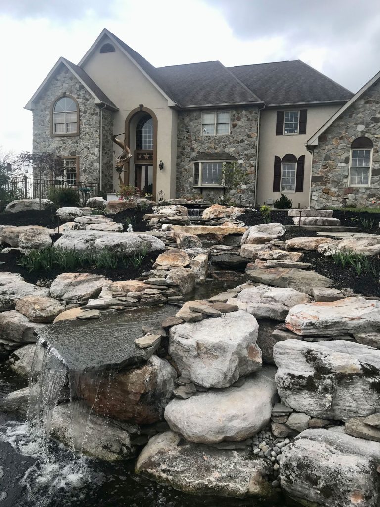 Large stone water feature