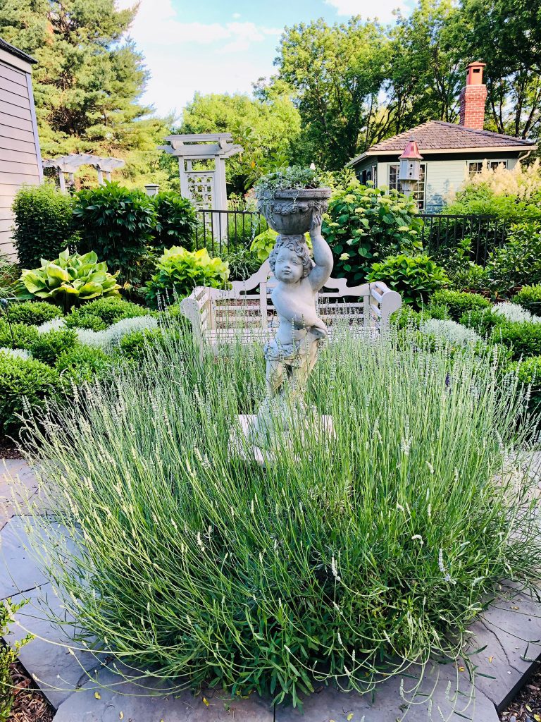Stone statue in garden