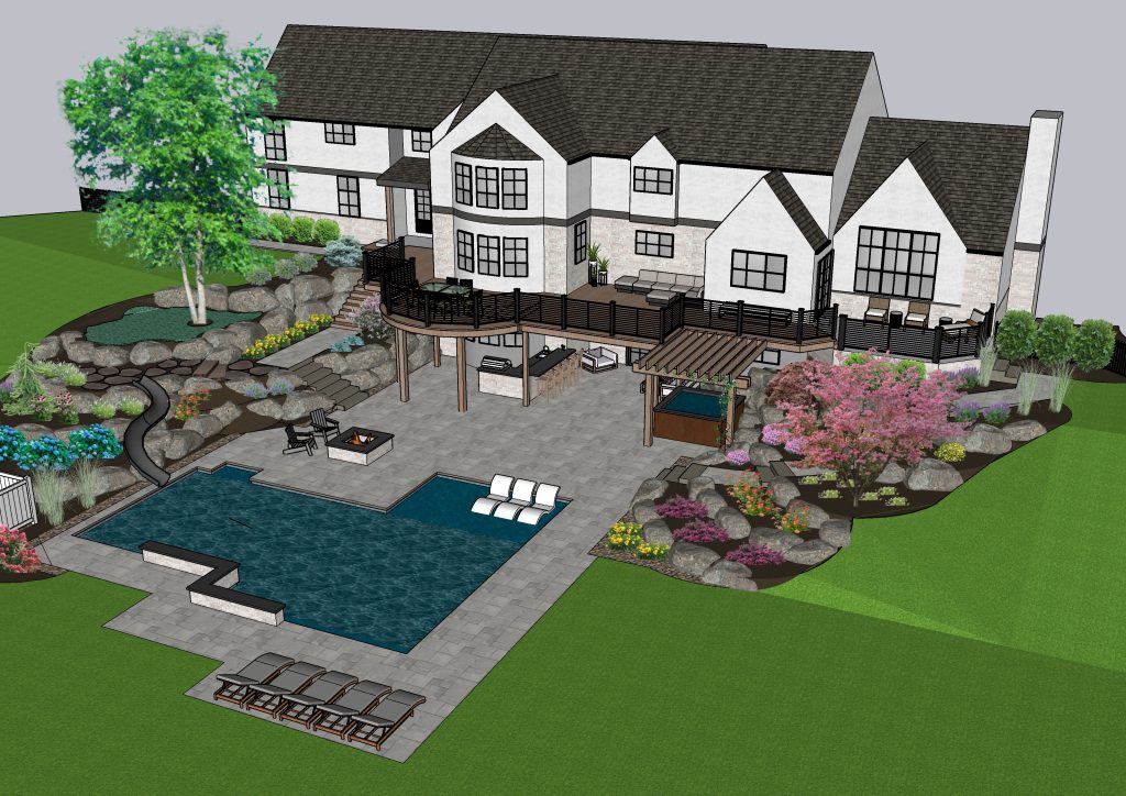 3D render of outdoor living area design